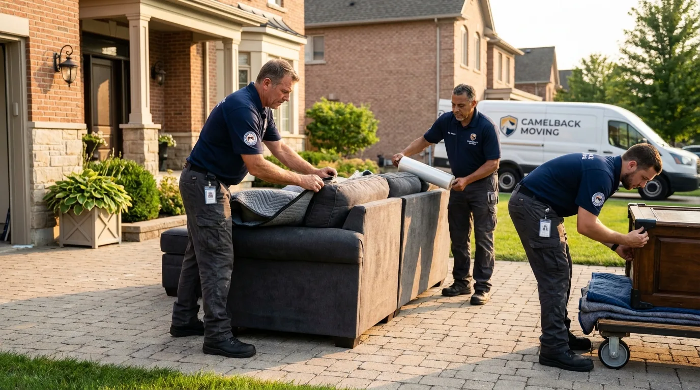 Large estate moving crew wrapping furniture in Christiana, PA