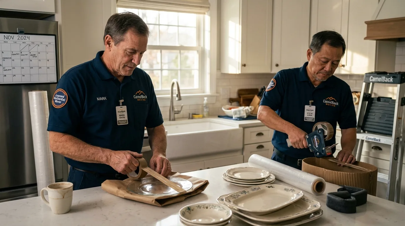Professional crew packing kitchen dishware in Christiana, PA