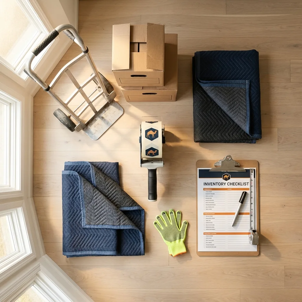 Professional moving supplies and packing materials layout for Christiana residential relocations